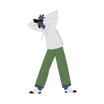 Scared Man Character Run and Escape Afraid of Something Vector Illustration Stock Illustration