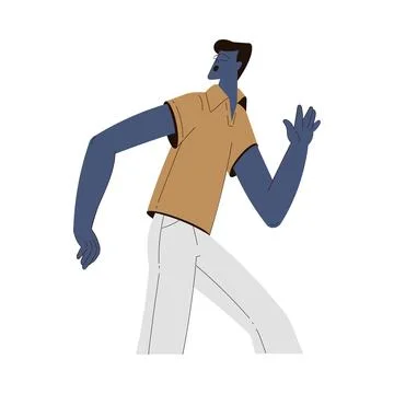 Scared Man Character Run and Escape Afraid of Something Vector Illustration Stock Illustration