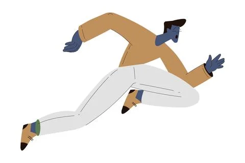 Scared Man Character Run and Escape Afraid of Something Vector Illustration Stock Illustration