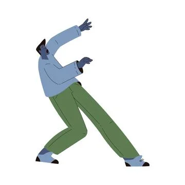 Scared Man Character Run and Escape Afraid of Something Vector Illustration Stock Illustration