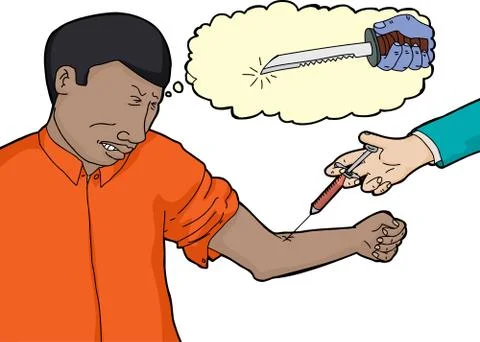 Scared Man Doing Blood Test Stock Illustration