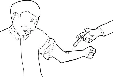 Scared Man Getting Vaccinated Stock Illustration