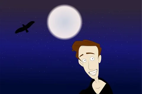 Scared man outside at night Stock Illustration