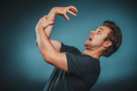 Scared man portrait Stock Photos