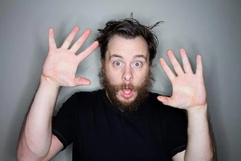 Scared man with scared face Foto stock