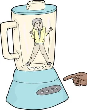 Scared Man Stuck in Blender Illustrazione stock