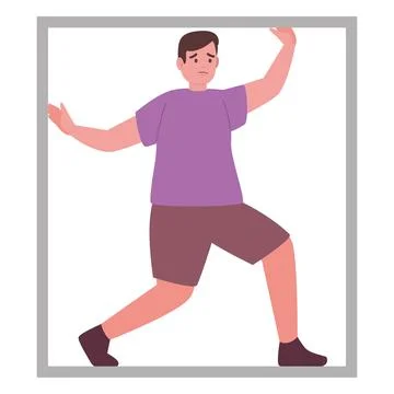 Scared man suffering claustrophobia Stock Illustration