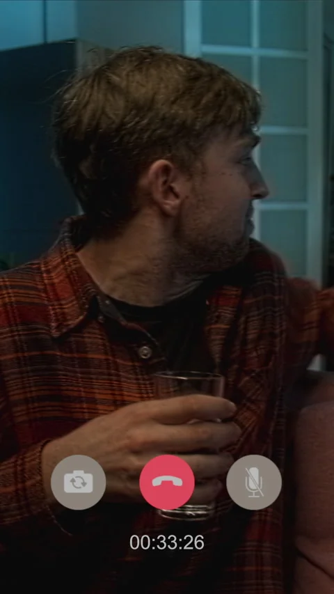 Scared Man Taking Pills while Video Calling alone in Apartment Stock-Footage 311566852