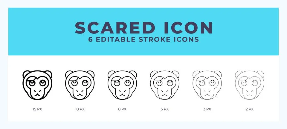 Scared monkey icon symbol. Outline. Lineal icon with editable stroke. Stock Illustration