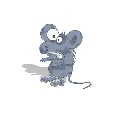Scared mouse. Vector illustration on a white background. Stock Illustration