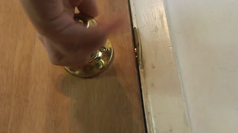 Scared to Open Door Stock Footage 28401918
