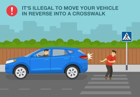 Scared pedestrian about to be hit by suv car on zebra crossing. Stock Illustration