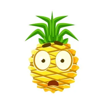 Scared pineapple face. Cute cartoon emoji character vector Illustration Stockillustratie