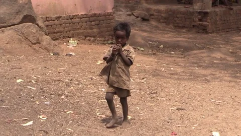 Scared poor indian village boy Stock-Footage 76969214