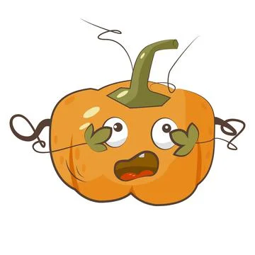 Scared pumpkin character isolated vector illustration. Autumn harvest. Stock Illustration