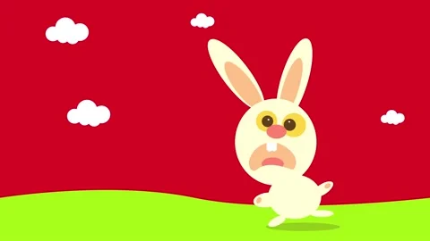 Scared rabbit apparently caught by accident doing something bad twisting its Stock Footage 130347965
