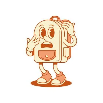 Scared schoolbag back to school cartoon character scary isometric vector illu Stock Illustration