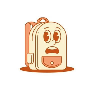 Scared schoolbag back to school cartoon character isometric vector illustrati Stock Illustration