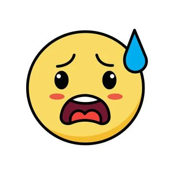 Scared Screaming Vector Bundle Emoji Face in Fear and Panic Reaction with O.. Stock Illustration