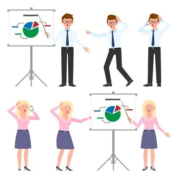 Scared, shocked, desperate, lost guy and lady vector illustration Stock Illustration