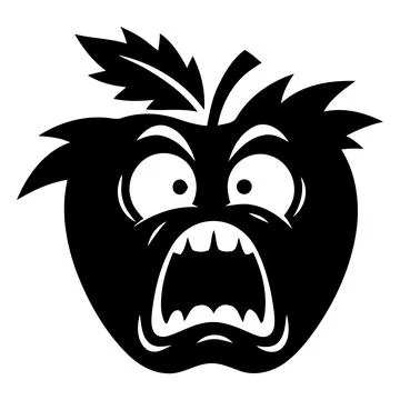 Scared shouting apple monster mascot silhouette vector illustration Stock Illustration