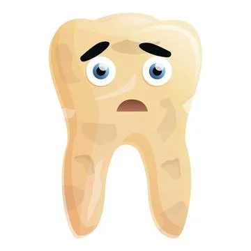 Scared sick tooth icon, cartoon style 스톡 일러스트