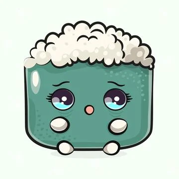 Scared Sushi character. Vector hand drawn traditional cartoon vintage, retr.. Illustrazione stock