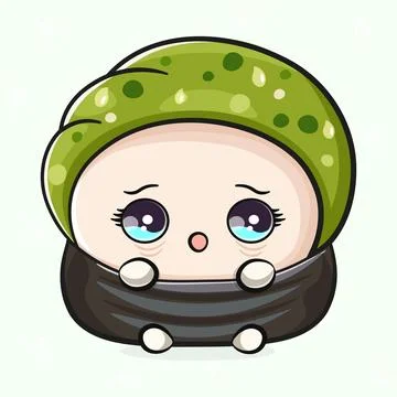 Scared Sushi character. Vector hand drawn traditional cartoon vintage, retr.. Stock Illustration