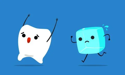 The scared tooth is chased by an ice Stock Illustration