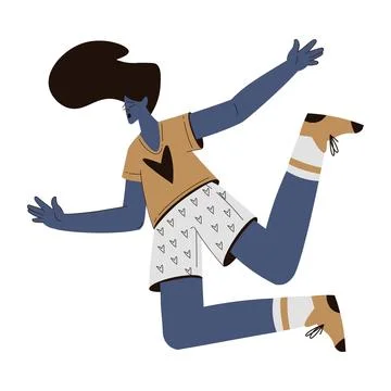 Scared Woman Character Float and Fly in the Air Suffer from Hurricane Vector Stock Illustration