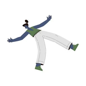 Scared Woman Character Float and Fly in the Air Suffer from Hurricane Vector Stock Illustration