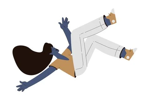 Scared Woman Character Float and Fly in the Air Suffer from Hurricane Vector Illustrazione stock