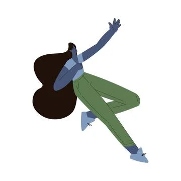 Scared Woman Character Float and Fly in the Air Suffer from Hurricane Vector Stock Illustration