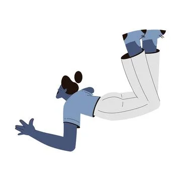 Scared Woman Character Float and Fly in the Air Suffer from Hurricane Vector Stock Illustration