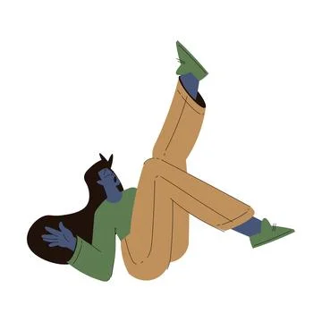 Scared Woman Character Float and Fly in the Air Suffer from Hurricane Vector Stock Illustration