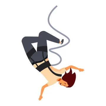 Scared woman falling down during bungee jumping from high cliff Stock Illustration