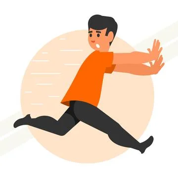 Scared-young-man-running Stock Illustration