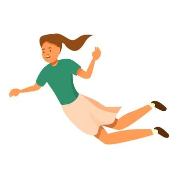 Scared young woman falling down from the sky Illustrazione stock