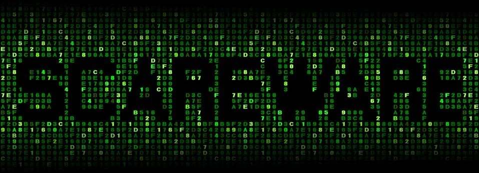 Scareware text on hex code illustration Stock Illustration