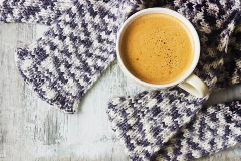 Scarf and coffee Stock Photos