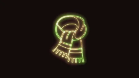 Scarf Icon Neon Seamless Loop 4K (Black Background) Video stock 310360253