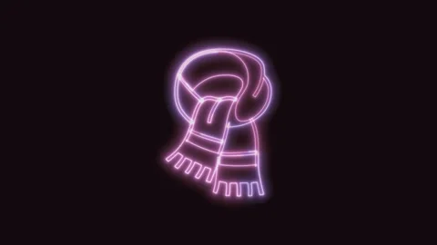 Scarf Icon Neon Seamless Loop with Black Background 4K Video stock 311303253