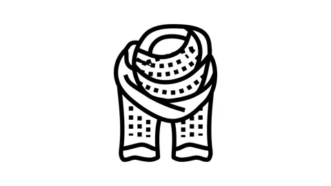Scarf knitting wool line icon animation 스톡 동영상 326134203