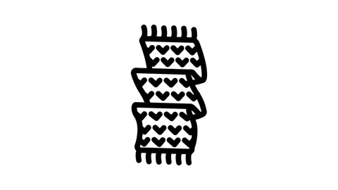Scarf knitting wool line icon animation Stock Footage 326762799