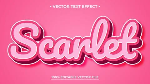 Scarlet editable text effect, customizable pink and girl 3d font style Stock Illustration