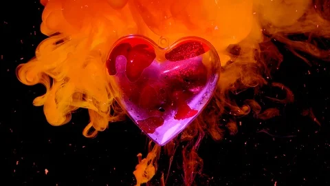 Scarlet heart on a sparkling fiery background Video stock 121875813