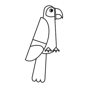 Scarlet macaw tropical bird thin line Illustrazione stock