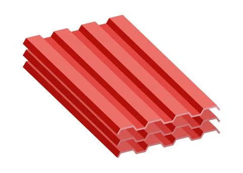 Scarlet patterned panels for modern architecture, Vibrant scarlet corrugated Stock Illustration