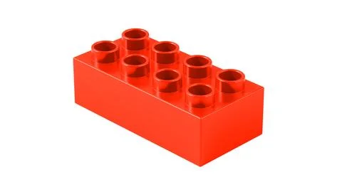 Scarlet Plastic Building Block Perspective Isolated On White Stock Illustration