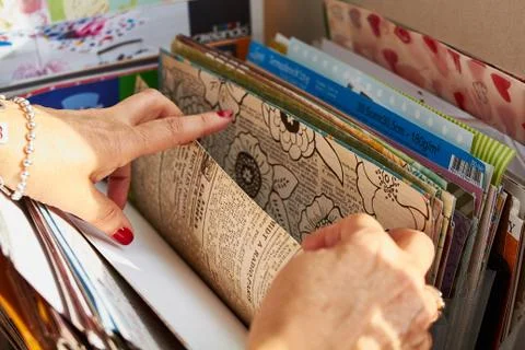 Scarpbook catalog samples paper Stock Photos